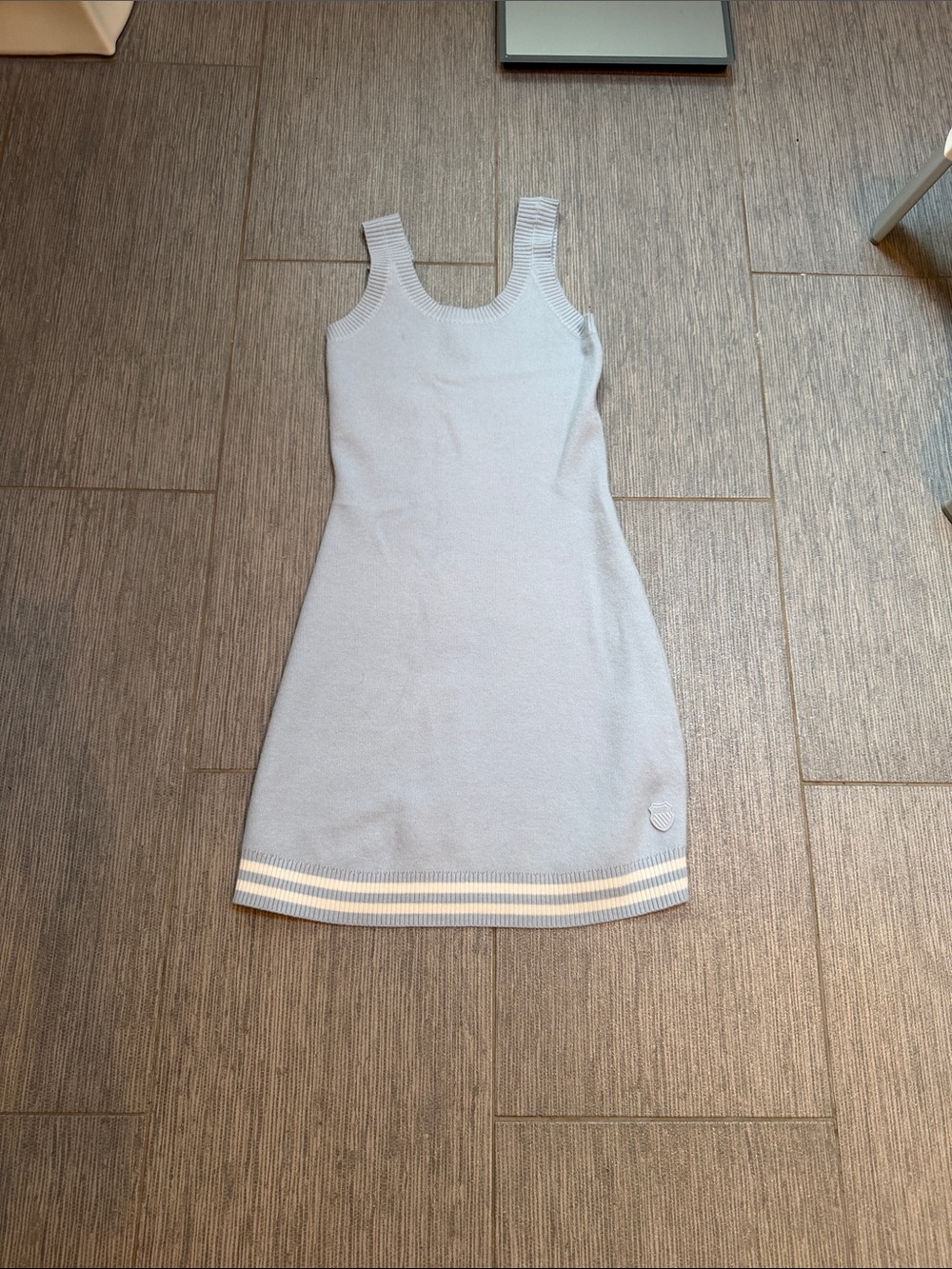 K-Swiss Light Blue Knit Tank Mini Dress with Stripe Hem New never worn